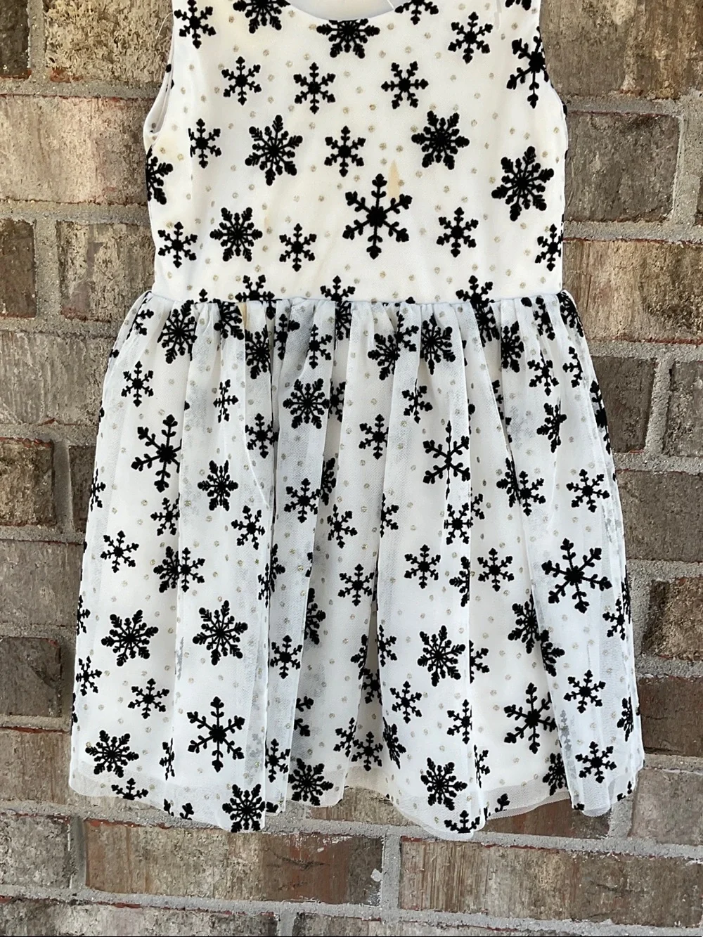 Take 50% OFF- Beautees Girls White & Black Snowflake Tulle Dress, Size-5